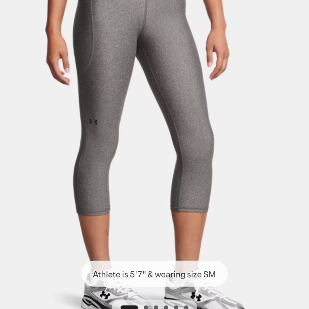 Under Armour HeatGear Capri Leggings Charcoal Gray High Waisted w/ Side Pocket - Picture 8 of 8